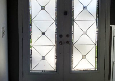 Cubix Stained Glass Door Insert by What A Pane.