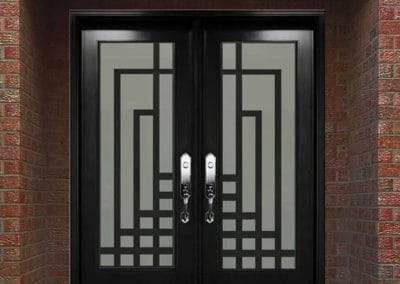 Laser cut steel door insert by What A Pane