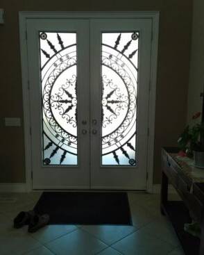 Tranquility wrought iron door insert, installed (photo 6)