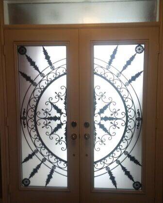 Tranquility wrought iron door insert, installed (photo 9)