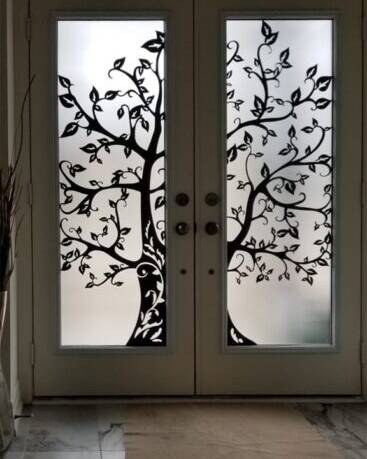 Woodland laser cut iron door insert, installed (photo 2)