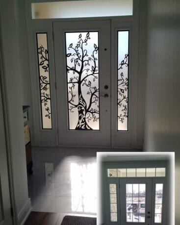 Woodland laser cut iron door insert, installed (photo 3)
