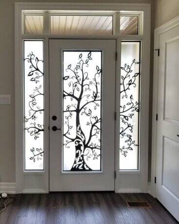 Woodland laser cut iron door insert, installed (photo 4)