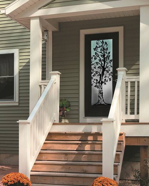 Woodland laser cut iron door insert, installed (photo 6)