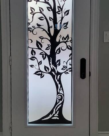 Woodland laser cut iron door insert, installed (photo 8)