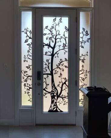 Woodland laser cut iron door insert, installed (photo 11)