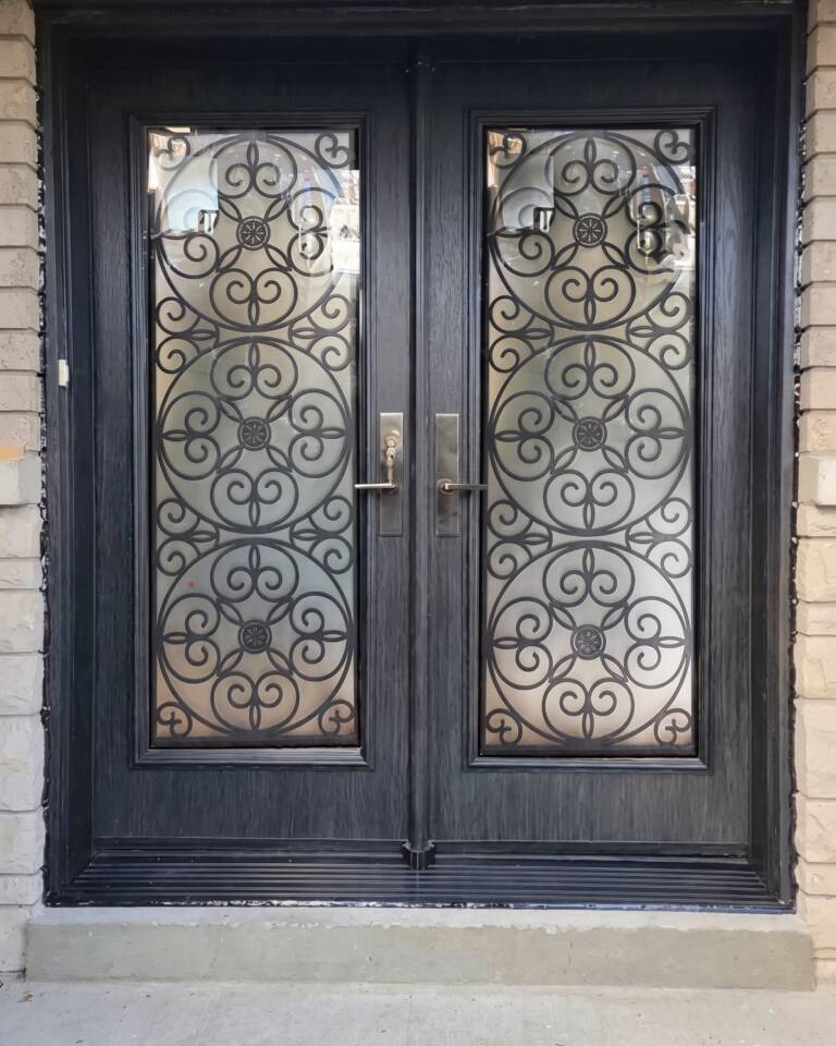 Trilogy wrought iron inserts in a double door