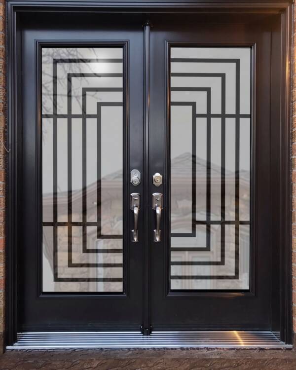 WP-1920 wrought iron inserts in a black double door
