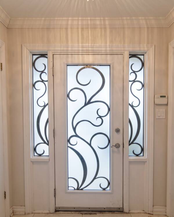 A custom wrought iron insert with sidelites
