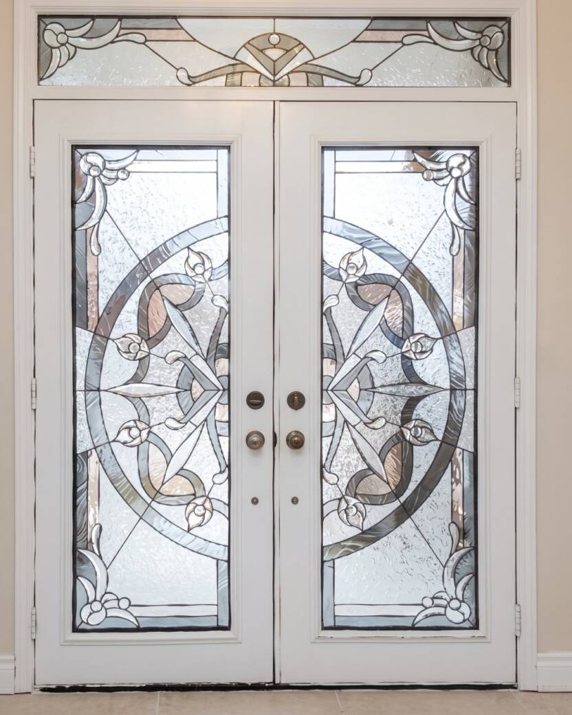 Mystique stained glass door insert