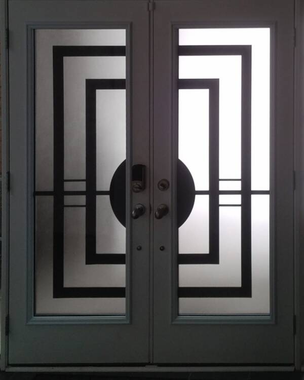 Constellation wrought iron door insert, installed (photo 2)