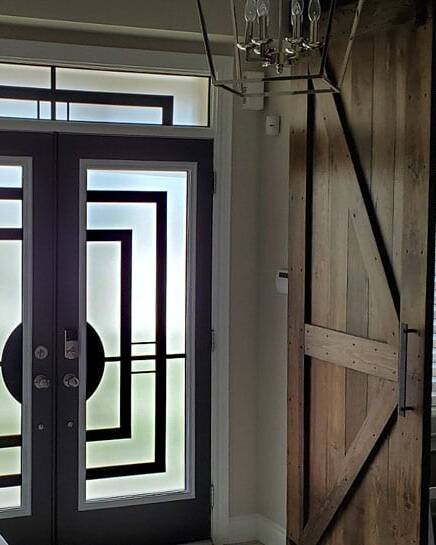 Constellation wrought iron door insert, installed (photo 3)