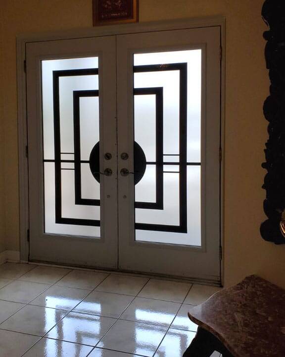 Constellation wrought iron door insert, installed (photo 4)
