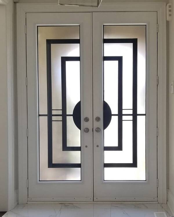 Constellation wrought iron door insert, installed (photo 8)
