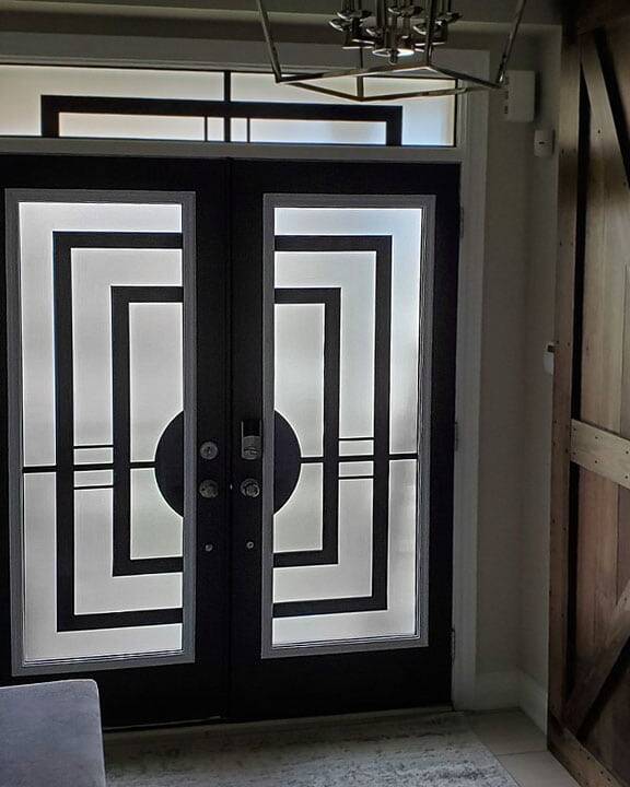 Constellation wrought iron door insert, installed (photo 10)