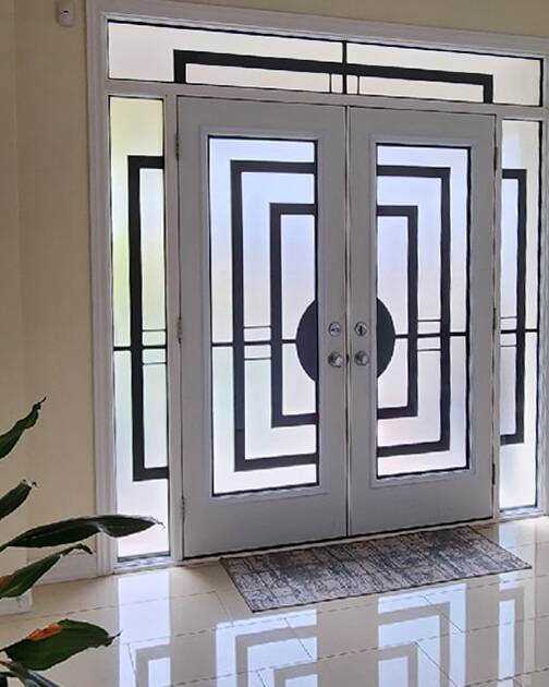 Constellation wrought iron door insert, installed (photo 26)