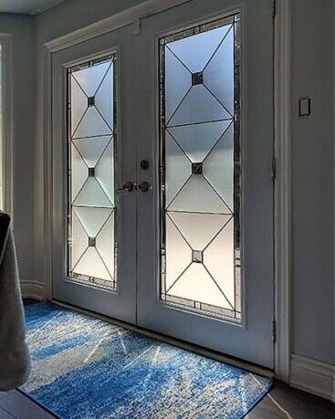 Cubix stained glass door insert, installed (photo 11)