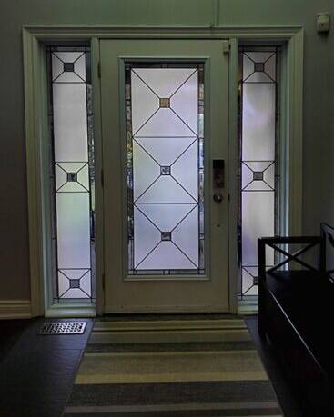 Cubix stained glass door insert, installed (photo 13)