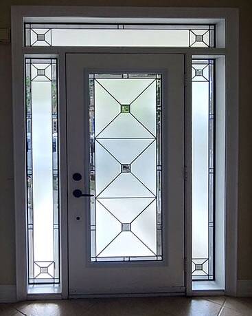 Cubix stained glass door insert, installed (photo 15)