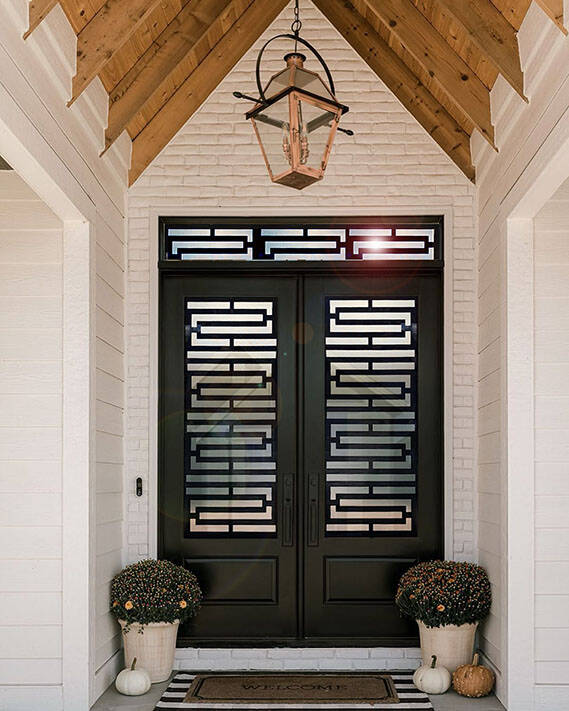 Defender laser cut iron door insert, installed (photo 5)