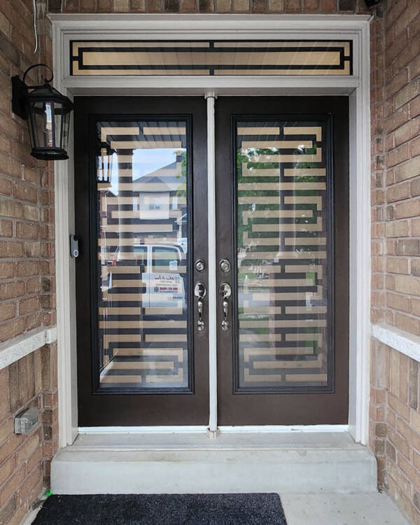 Defender laser cut iron door insert, installed (photo 11)