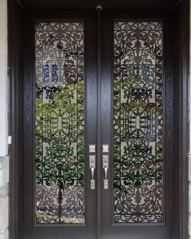 Eclipse laser cut iron door insert