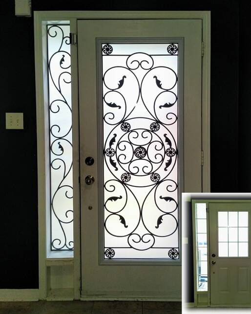 Destiny wrought iron door insert, installed (photo 9)