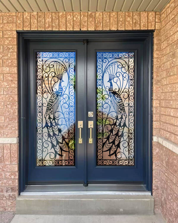 Elegance laser cut iron door insert, installed (photo 2)