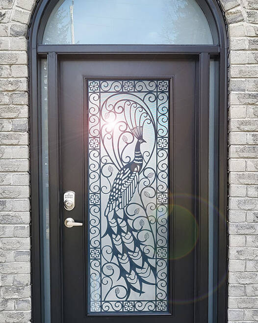 Elegance laser cut iron door insert, installed (photo 3)