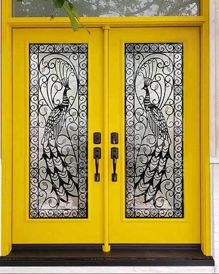 Elegance laser cut iron door insert, installed (photo 4)