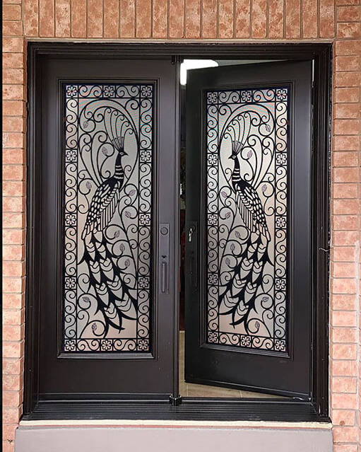 Elegance laser cut iron door insert, installed (photo 5)