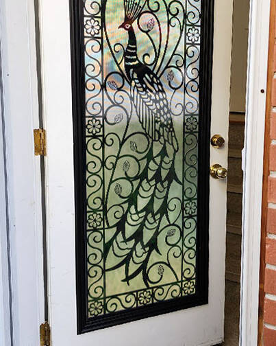 Elegance laser cut iron door insert, installed (photo 7)
