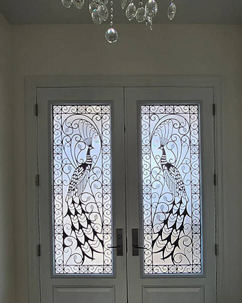 Elegance laser cut iron door insert, installed (photo 10)