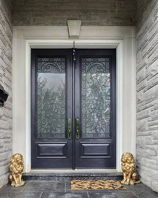 Elegance laser cut iron door insert, installed (photo 12)