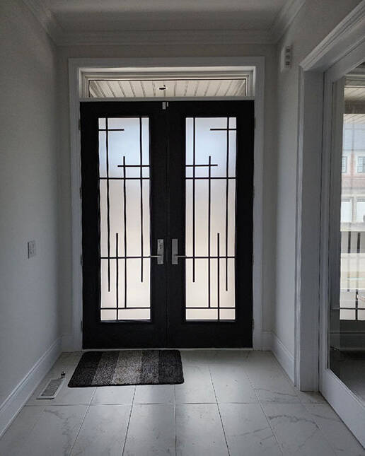 Enigma wrought iron door insert, installed (photo 3)