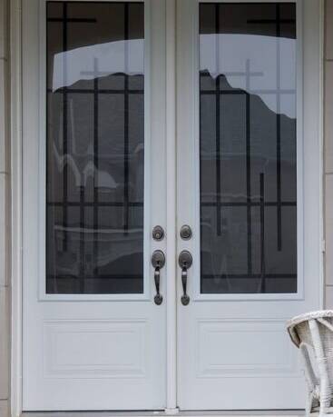 Enigma wrought iron door insert, installed (photo 6)