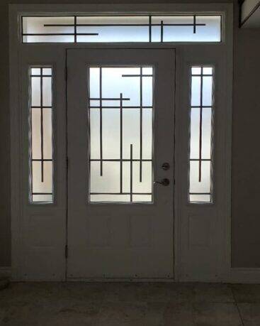 Enigma wrought iron door insert, installed (photo 8)