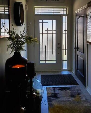 Enigma wrought iron door insert, installed (photo 10)