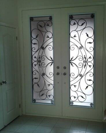 Juliana wrought iron door insert, installed (photo 8)