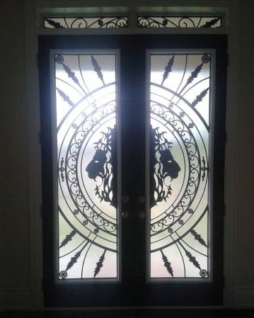 Lyonheart wrought iron door insert, installed (photo 2)