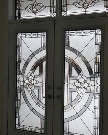Matrix stained glass door insert, installed (photo 2)