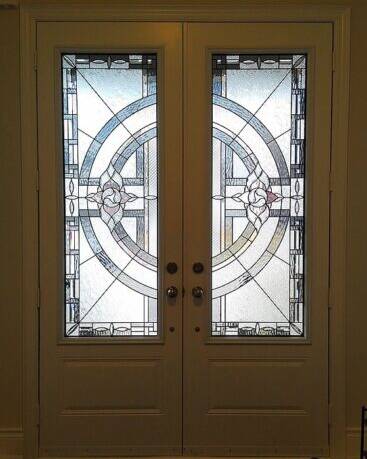Matrix stained glass door insert, installed (photo 5)