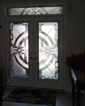 Matrix stained glass door insert, installed (photo 6)