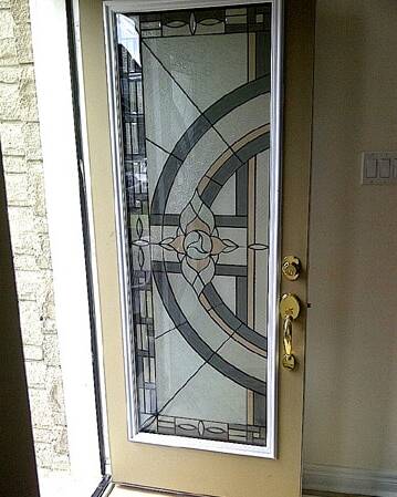Matrix stained glass door insert, installed (photo 9)