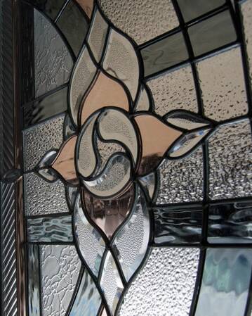 Matrix stained glass door insert, installed (photo 10)