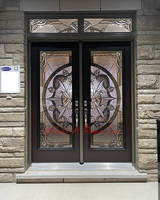 Mystique stained glass door insert, installed (photo 6)