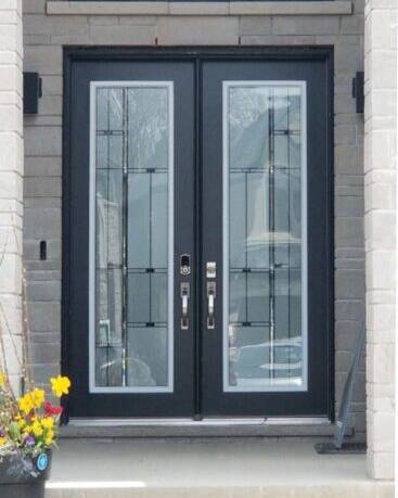 Nuance stained glass door insert, installed (photo 2)