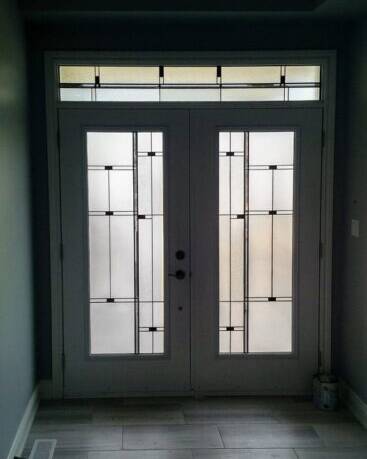 Nuance stained glass door insert, installed (photo 3)