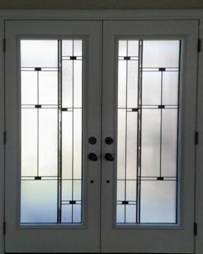 Nuance stained glass door insert, installed (photo 5)
