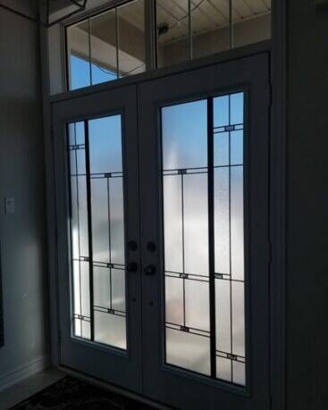 Nuance stained glass door insert, installed (photo 7)
